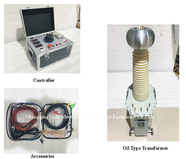 GDJZ-AC100KV DC140KV 5KVA نوع الزيت محول AC DC اختبار Hipot جاهز للشحن